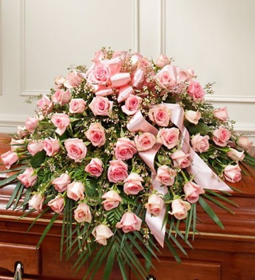All Pink Rose Casket Cover