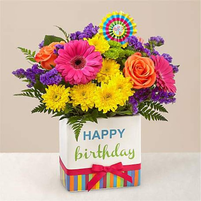 Birthday Brights Bouquet in Ceramic Box