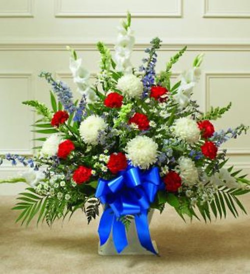 Red White and Blue Sympathy Floor Basket