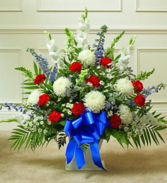 Red White and Blue Sympathy Floor Basket