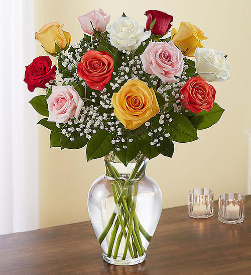 Dozen Mixed Roses With Mixed Filler