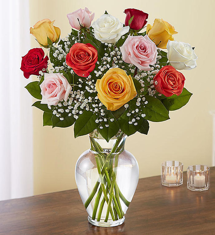 Dozen Mixed Roses With Mixed Filler