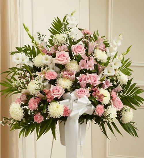 Heartfelt Pink &#038; White Sympathy Basket