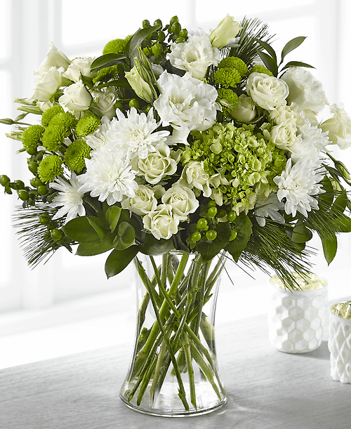 Thoughtful Sentiments Bouquet in Green &#038; White