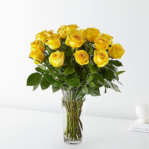 18 Long Stem Yellow Rose Bouquet