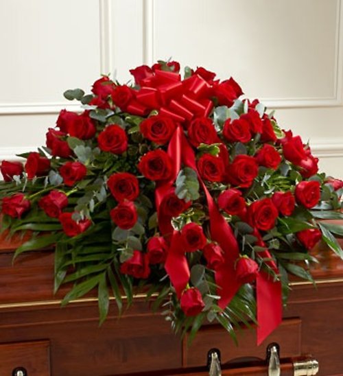 All Red Rose Casket Cover