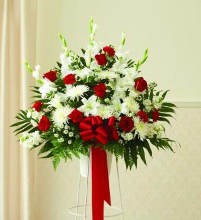 Red &#038; White Sympathy Standing Basket Deluxe