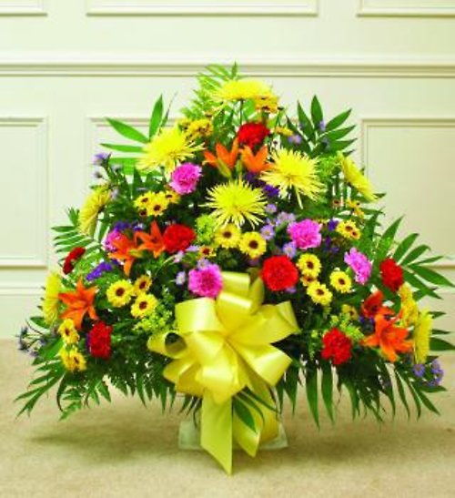 Colorful Sympathy Floor Basket Deluxe