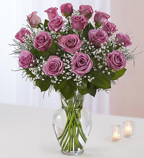 2 Dozen Purple Rose Vase