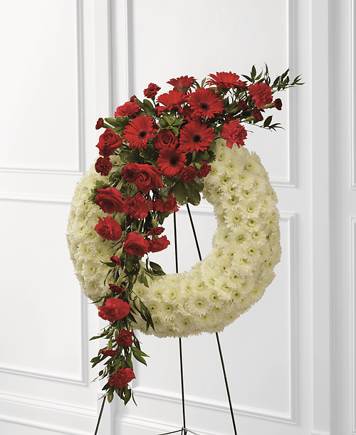 Graceful Tribute Wreath in Red &#038; White
