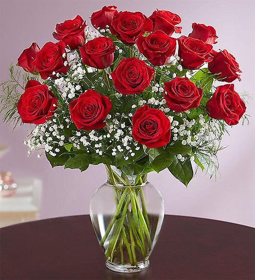 2 Dozen Red Rose Vase