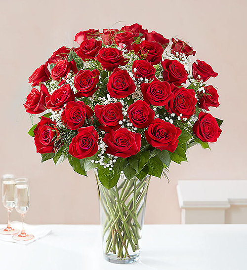 3 Dozen Red Rose Vase