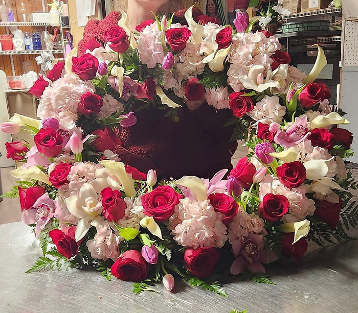 Red, White, and Pink Sympathy Wreath