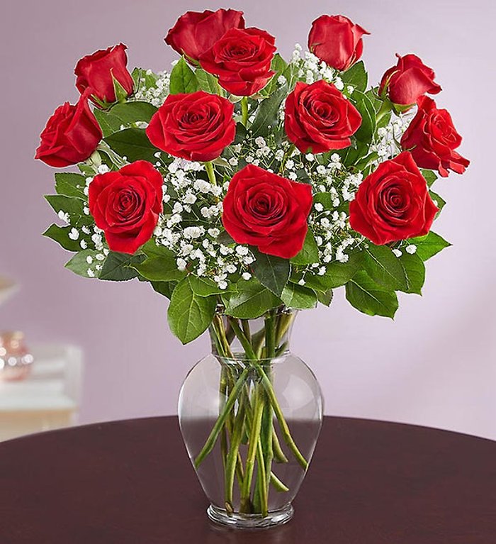 Dozen Red Rose Vase