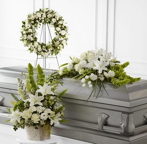 White Funeral Flower Package F-1