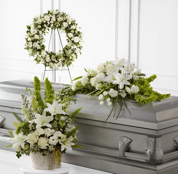 White Funeral Flower Package F-1