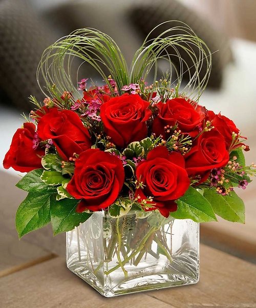 In My Heart Forever Cube of Dozen Red Roses